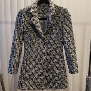 Black and White Chevron Blazer with Tailored Fit